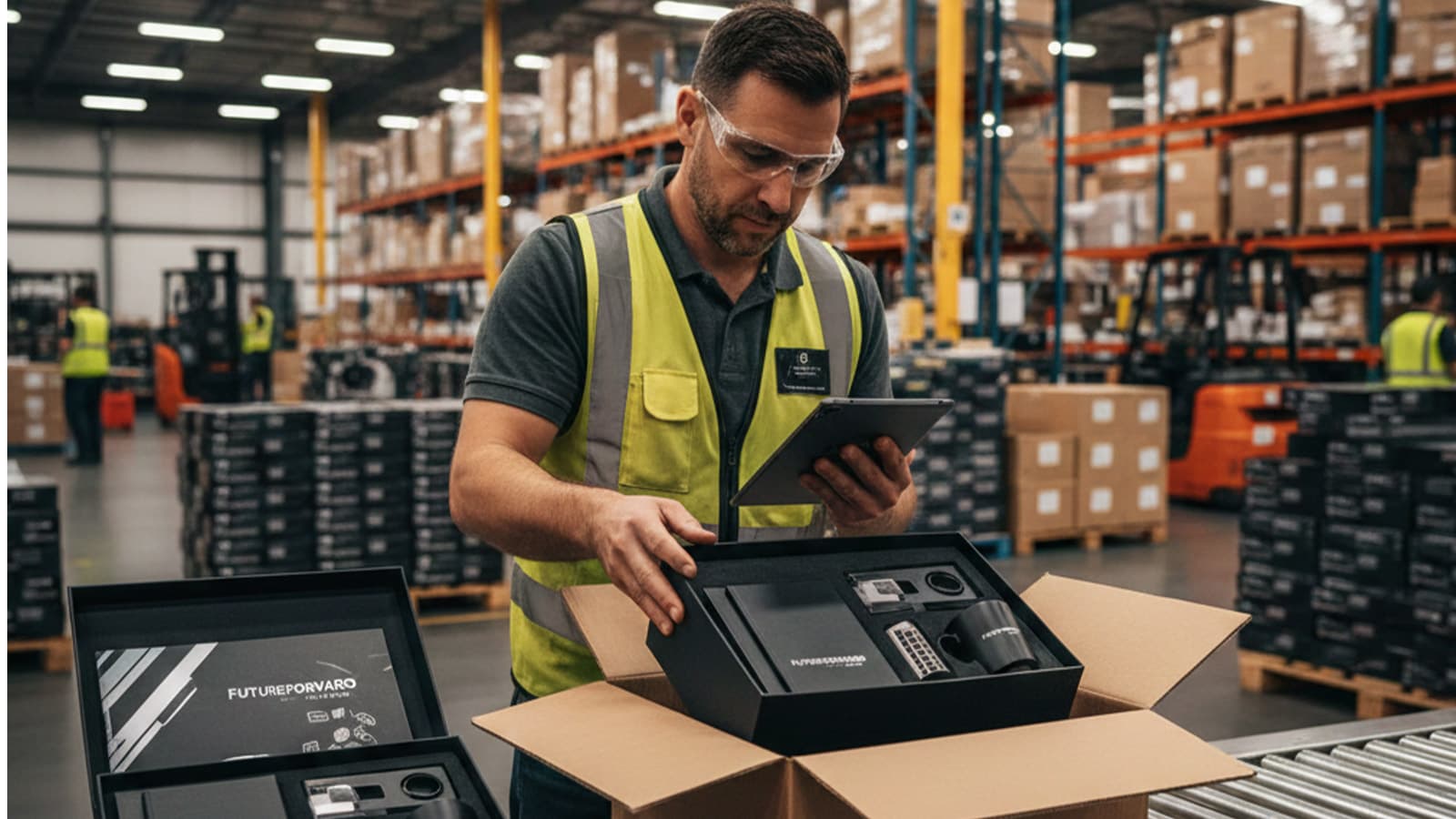 Quality control check showing detailed verification of kit contents and components